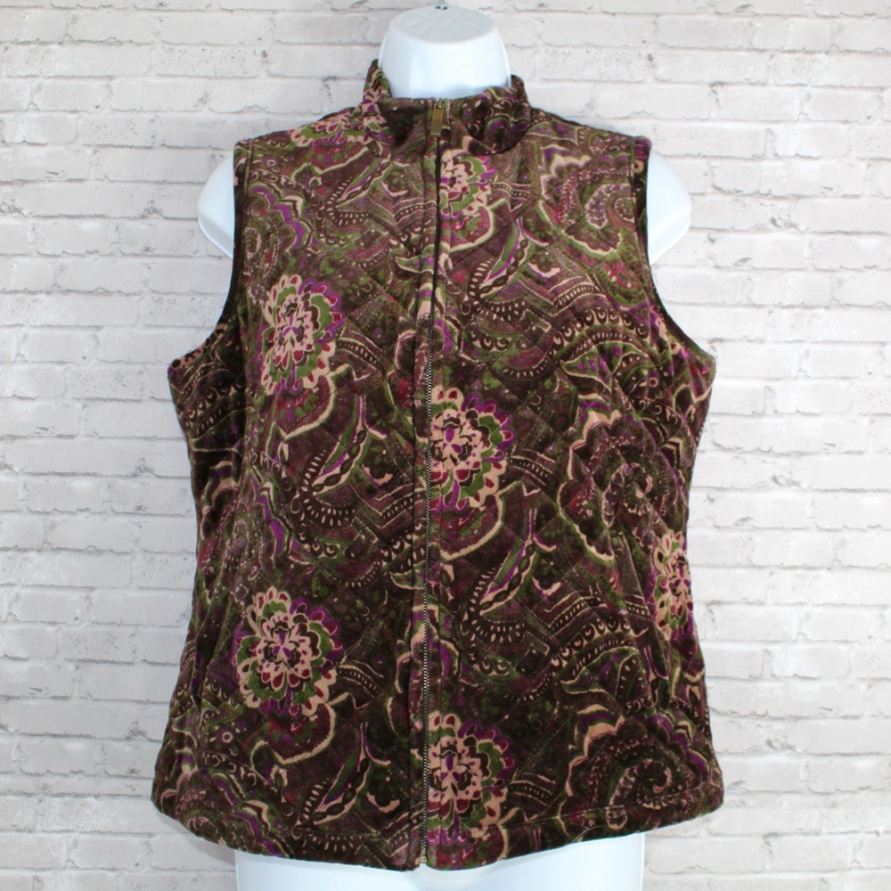 Charter club Relaxed Size Small Quilted Velvet , Velour Floral Paisley print, F
